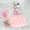 Pink peony lace gauze skirt fashion clothes fashion clothes children clothes girls dresses