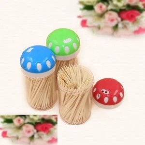 Plastic Barrel Natural Color Bamboo Toothpick
