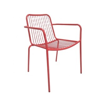 Popular Wholesale Restaurant Chairs Dining Stackable Modern Dining Chairs With Arm Rests Metal Wire Chair