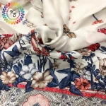 Positioning Printing Smooth Flowering Shrubs Pattern Rayon Fabric