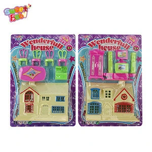 Promotional gifts kids plastic house play set mini furniture toy
