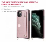 Pu Leather Back Cover Crossbody Anti Theft Mobile Cell Phone Case Neck Strap