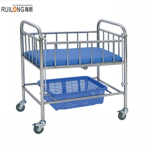 RC-035B  Factory Infant Hospital Crib Metal Babies Clinic Medical Bed Kids Children Pediatric Bed With Casters Manufacturers