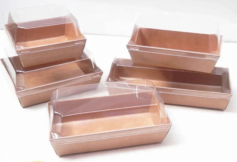 Recyclable Kraft Paper Fast Food Tray Sandwich Box Salad Packaging Container