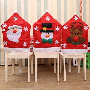 Red Polyester Chair Decoration Christmassanta claus snowman deer Chair Cover