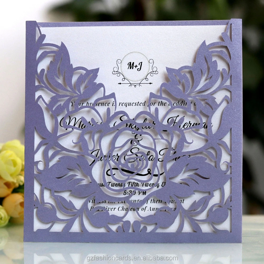 Red Rose Invitation Card Laser Cut Paper Valentines Day Card