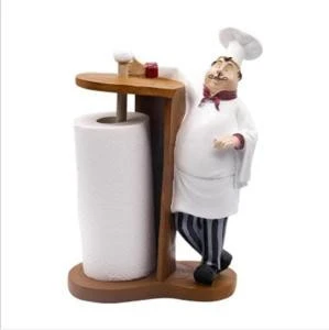 Resin chef statue shape the cooker resin kitchen tissue paper roll holder