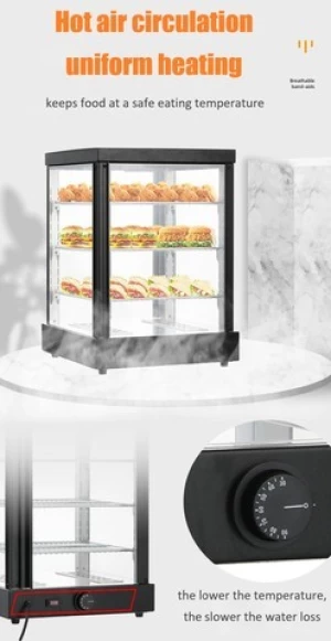 Restaurant Electric Hot Glass Food Warmer Display Showcase Tabletop Snack Food Warmer Display