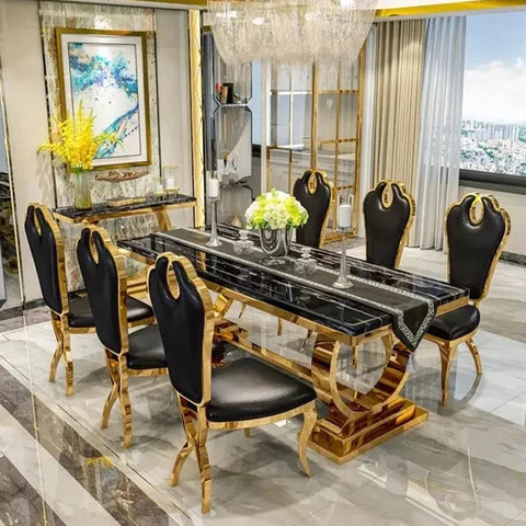 Buy Restaurant Furniture Modern Dining Table And Chair Gold Dining ...