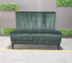 Restaurant sofa green velvet booth seating custom make Long bench wood legs restaurant furniture sets