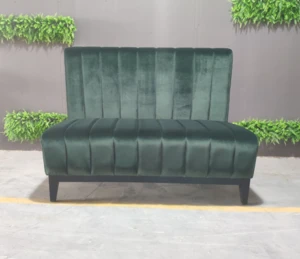 Restaurant sofa green velvet booth seating custom make Long bench wood legs restaurant furniture sets