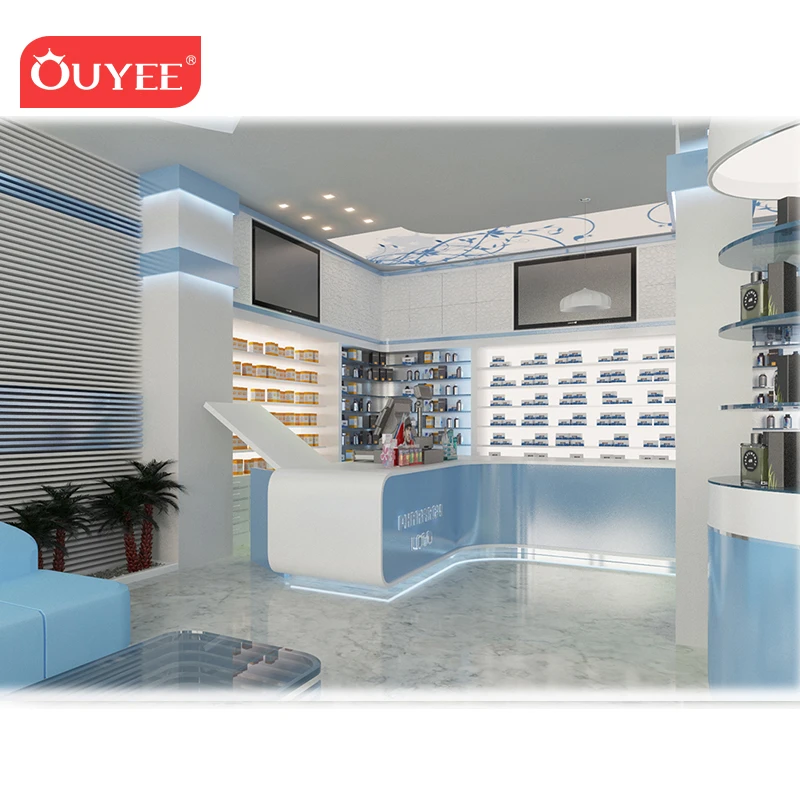 Retail Pharmacy Shop Interior Design Cosmetic Display Cabinet Pharmacy Furniture Counter Medical Store Furniture