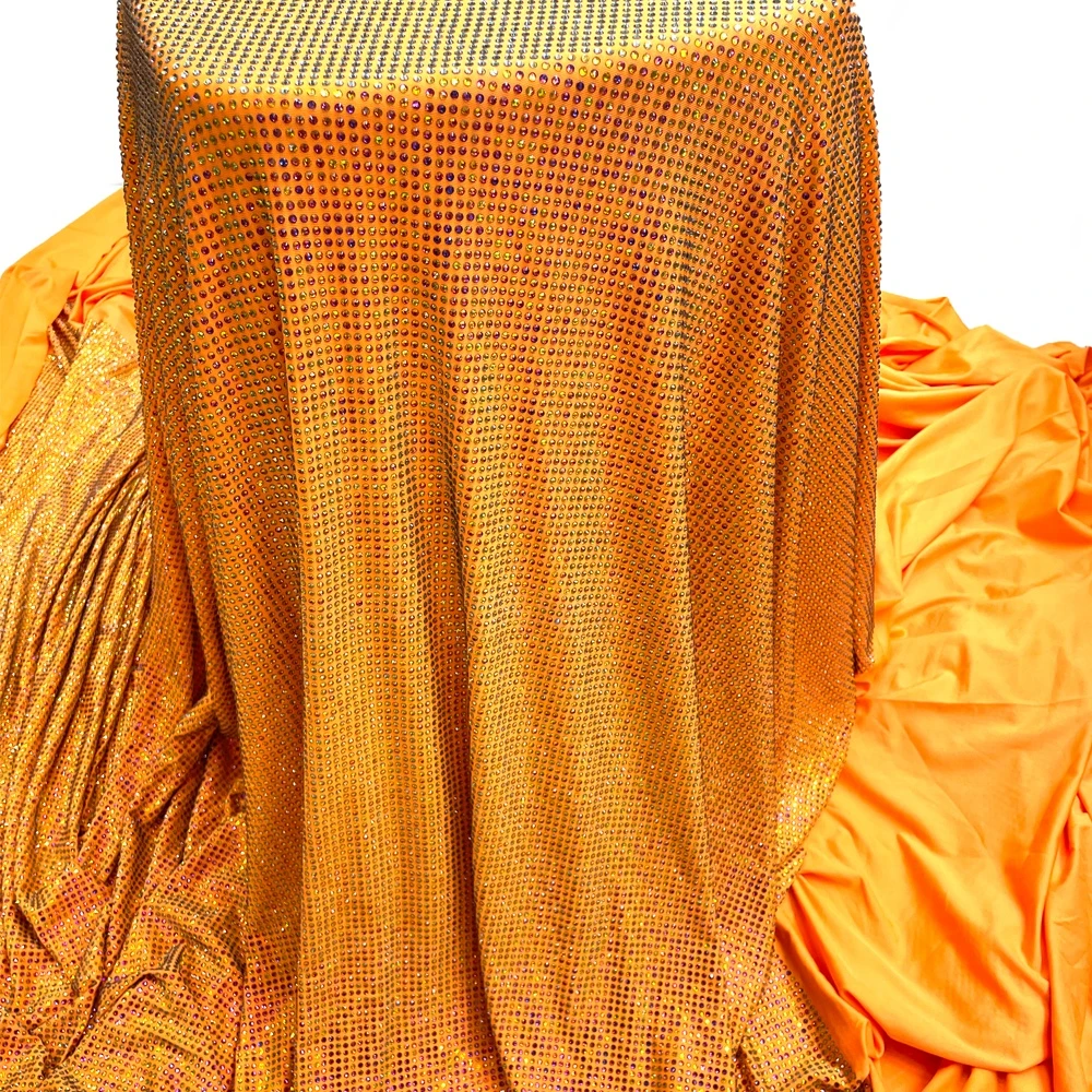 S540 150cm*100cm SS10 bling  elastic fabric with rhinestones for party dress crystal mesh fabric rhinestone