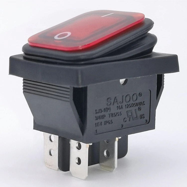 SAJOO Waterproof Rocker Switch T125 16A 12V Motorcycle UL Certification 4 Pins ON OFF 6 Pins LED Lamp Rocker Switches