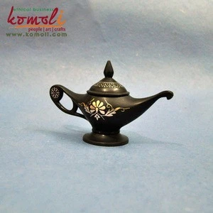 Silver engraved black antique lamp handicraft handmade decor metal vases
