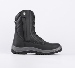 SJ.6311high cut police shoes military boots  smooth leather, injection construction pu outsole