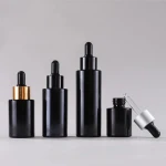 Skin care essence liquid packaging bottle 10m15m30ml 50ml 100ml box frosted black essential oil dropper glass bottle