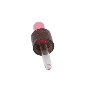 Skin care packaging essential oil plastic dropper with pearl powder closure pink silicone teat