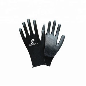 Smooth black nitrile dipped glove working safety gloves