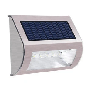 Solar Step Lights, 5 LED Solar Powered Stair Lights Stainless Steel Outdoor Lighting for Deck Paths Patio Auto On/Off Wat
