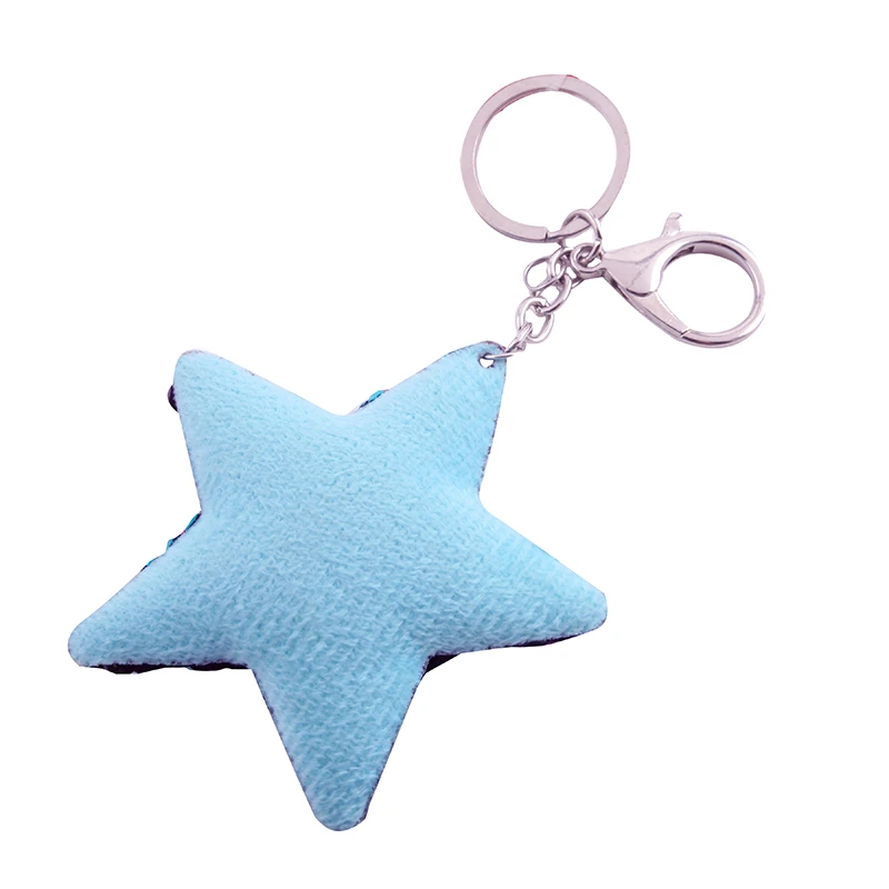 Sparkly Blink Keychain Reversible Sequins Star Shaped Key Chain Backpack Bag Accessories