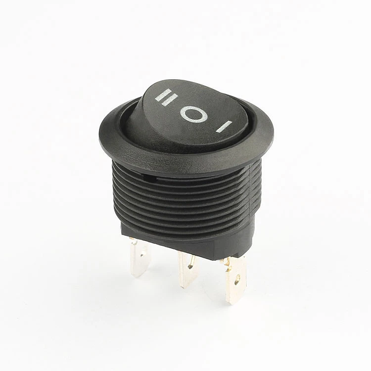 Sptt 3pin On-off-on 6a 250v Ac T85 Ce Panel Mount Round 20.2mm Snap-in Black Boat Lamp 3 Way Rocker Switch