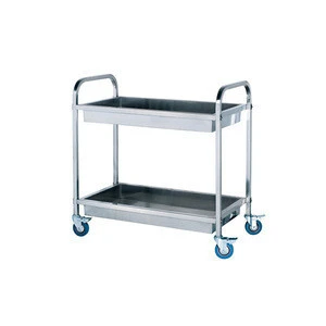Stainless Steel 2 Tier Bowls Service Trolley with (Square Tube))/Restaurant Cleaning Service Trolley