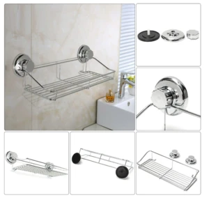 Stainless steel bathroom suction cup rectangular shower caddy for Shampoo