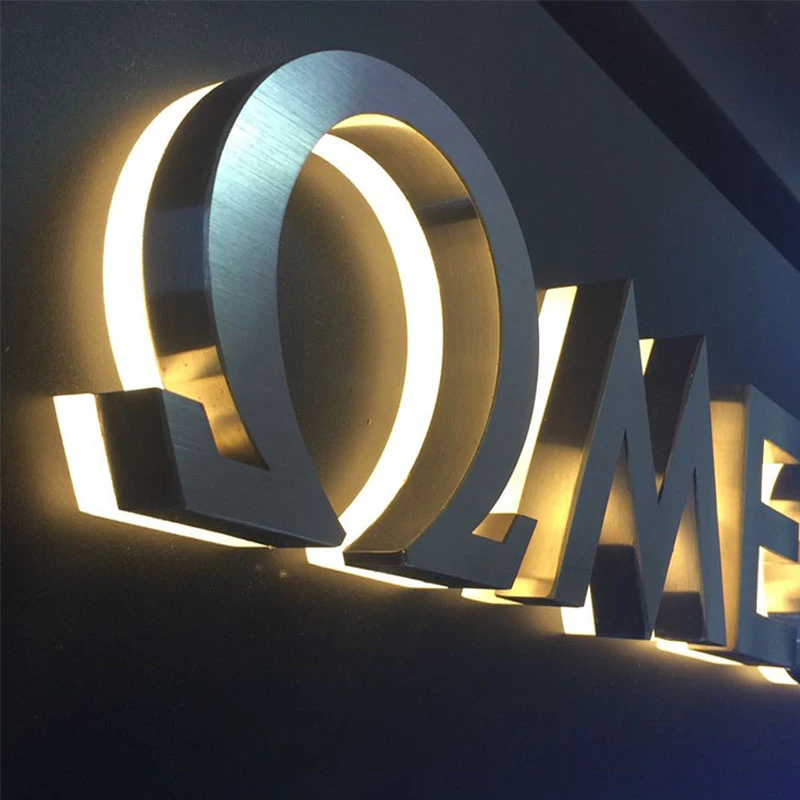 stainless steel brushed gold wall led letters backlit led letter signs