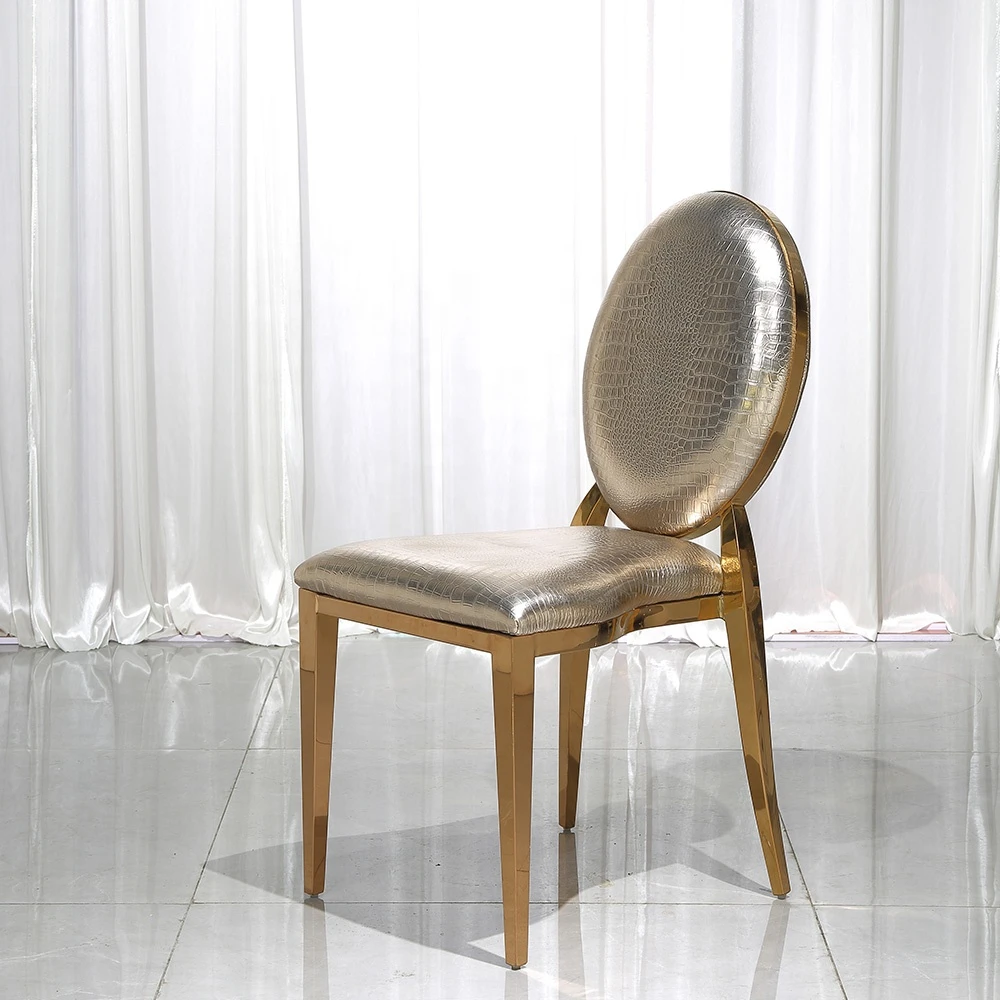 Stainless steel metal luxury hollow design changeable backrest gold wedding banquet hotel home useful wedding chair
