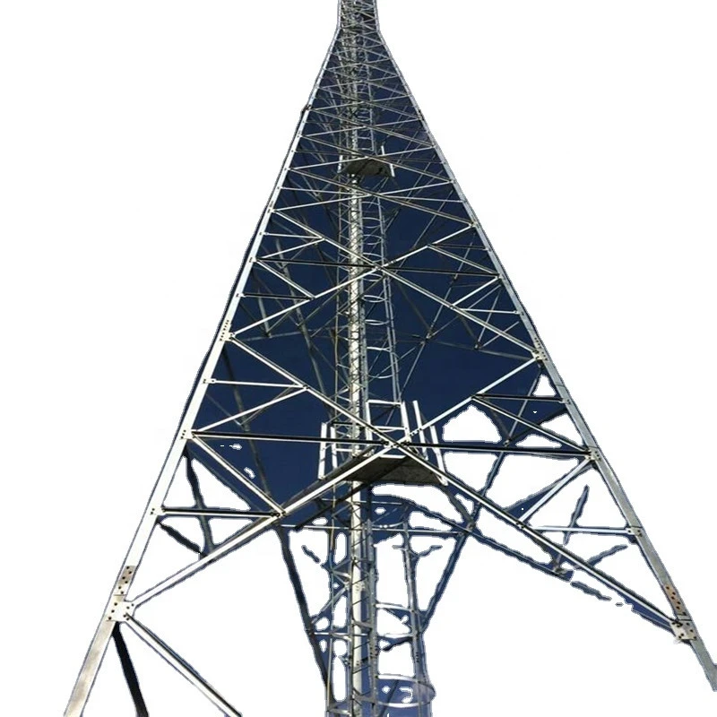 Steel gsm antenna 5km wifi bts anglular Base Station cell phone 3 leg triangular lattice telecom towers
