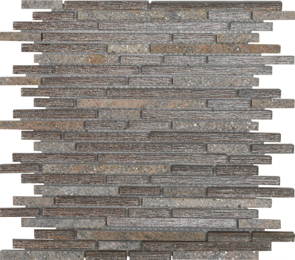 Strip natural marble mix crystal clear glass mosaic wall tile Foshan decorative indoor stone and glass mosaic