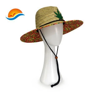 Summer Club Sun Palm Tree Printing Lifeguard Custom Straw Hat