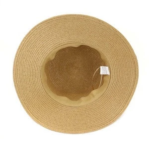 Summer Outdoor Solid Color Breathable Caps PU Ribbon Visor Fedora Dome Flat Top Hats Women Wide Brim Straw Boater Hat Men