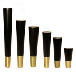table legs wood Hot Sale Black Oak furniture Wooden legs Coffee Round wood Table Legs with brass feet for table furniture