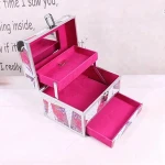 The new lady PU leather aluminium material is made drawer professional makeup box