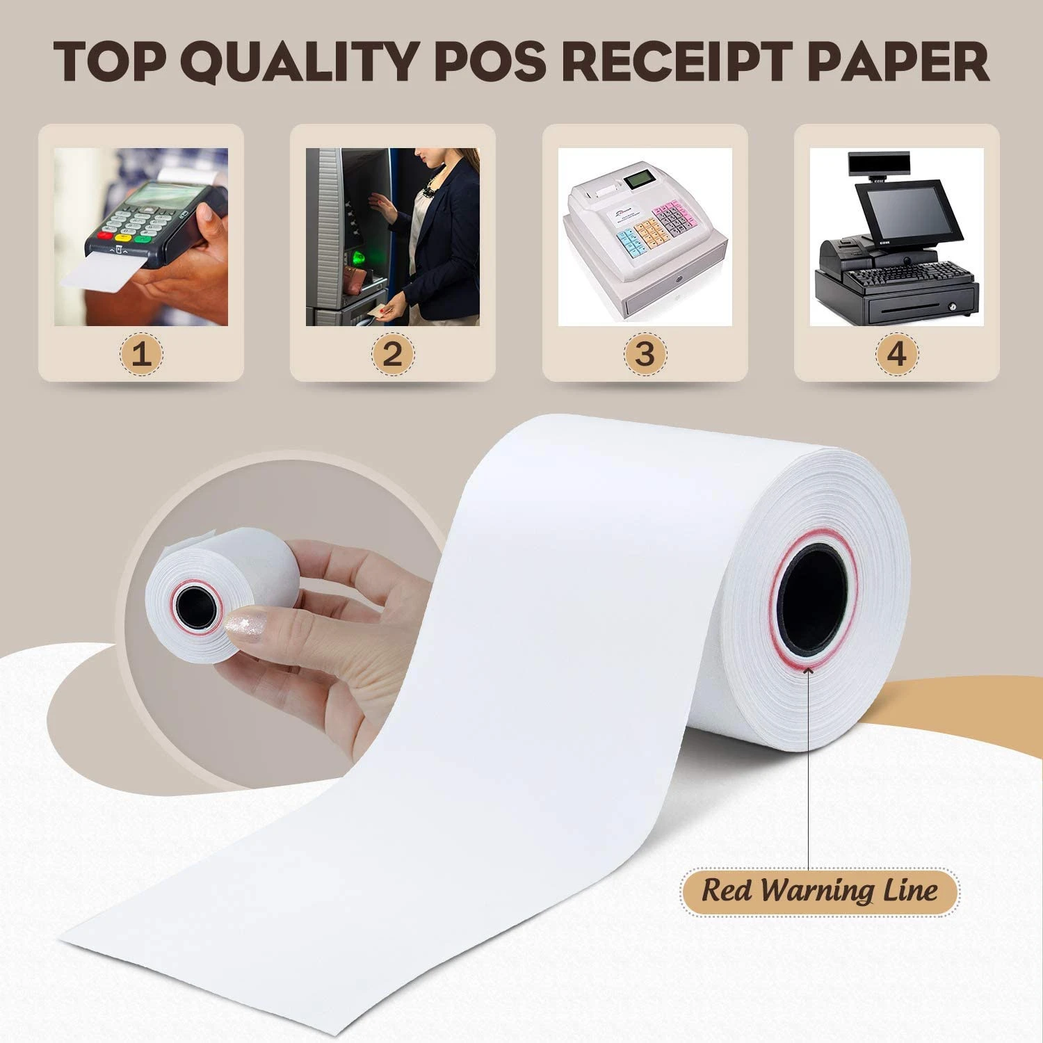 Thermal cashier paper roll for cash registers