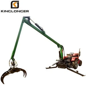Timber crane with hydraulic boom and grapple