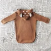 Top quality warm toddler pyjamas brown fawn ear hooded baby sleep bag