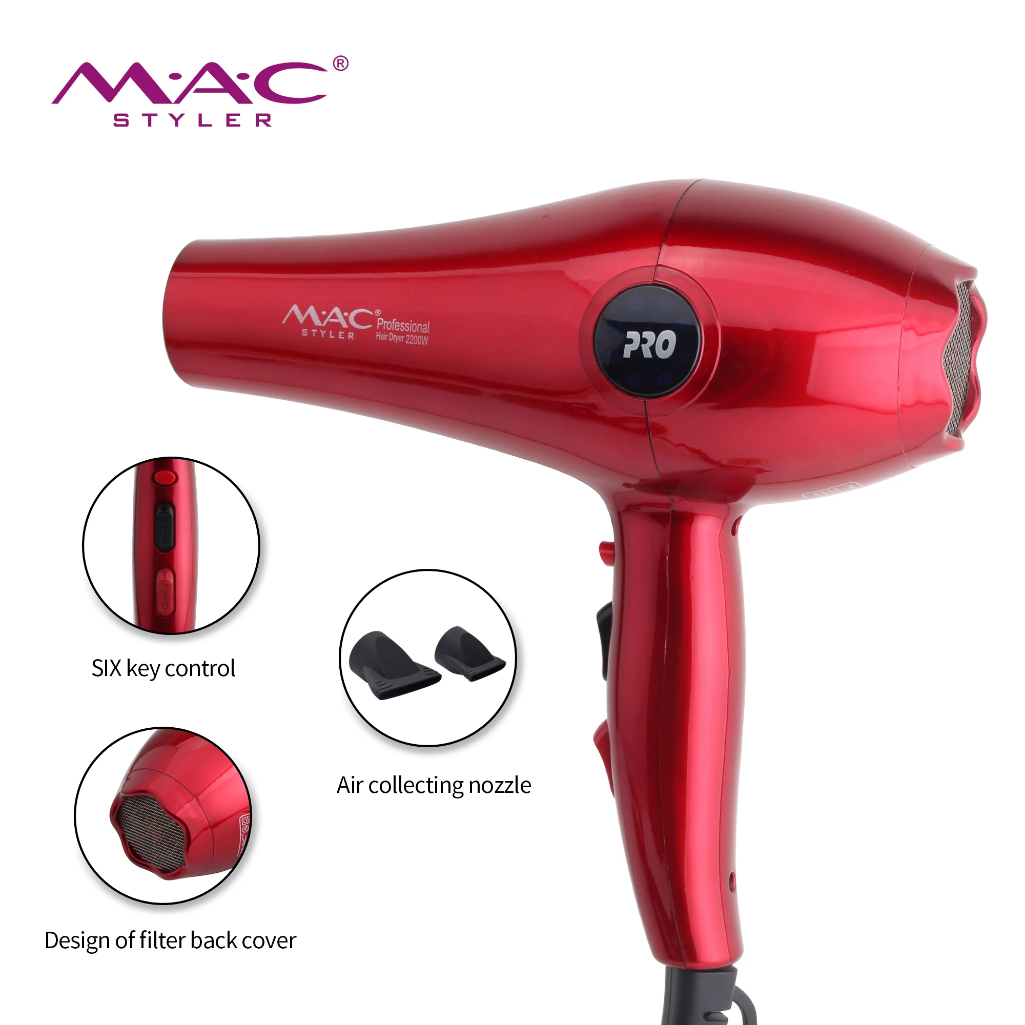 Top Sale Red High Efficiency 2200w Wholesale Hair Dryer Manufacturer Professional Salon Hair Dryer