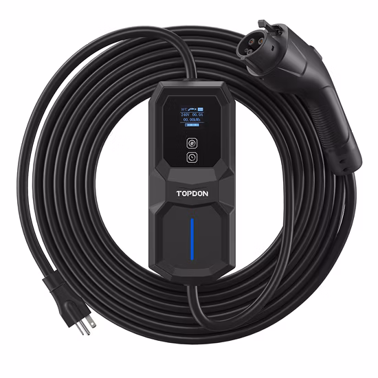 Topdon America USA EU UK Warehouse Pulseq AC Portable 3.7kw 7.7kw Type 2 1 LCD 16A 32A High Quality Smart Fast Charging Station Electric Car Portable EV Charger