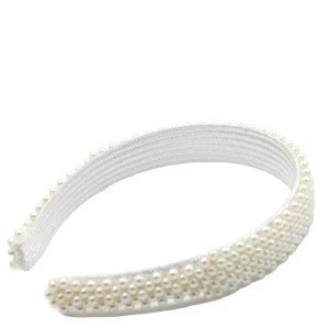 Trendy Pearl Design Hairband for Women White Padded Crown Headband Girls Headwear Headdress Wedding Hair Accessories