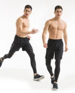 Two pieces men leisure gym tights running shorts men custom joggers sports wear