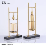 Two sets of candlesticks copper marble glass explosion-proof tube home decor candle holders