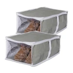 Under the Bed or Closet Soft Storage Bag with Clear Viewing Window & Zipper Closure For Shoes (Fits 1 Pair Each, 16 x 10 x 6