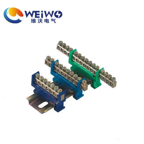 Used bus bar DIN rail 8, 10, 12, 15, 24 holes for Zero-sequence Cable Bus Brass Terminal Blocks