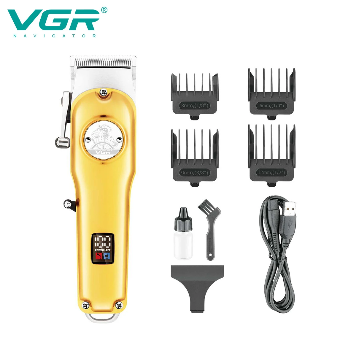 VGR V-181 barber hair clipper professional electric hair cutting trimmer with LED display