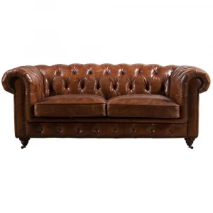 Vintage Chesterfield Genuine Leather Sofa With Cushion Brown Tufted Home Hotel Furniture Italian