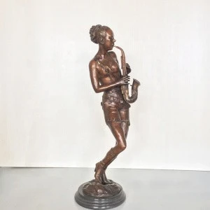 Vintage Famous Metal Art Bronze Saxophone Musician Sculptures