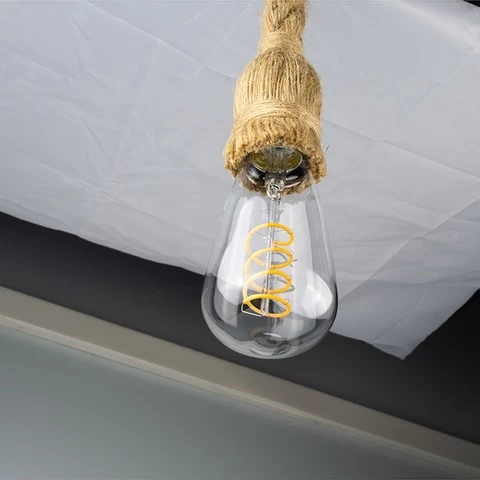 Vintage Hemp Rope Indoor Lamp Base DIY Edison bulb E27 Rope Light Holder
